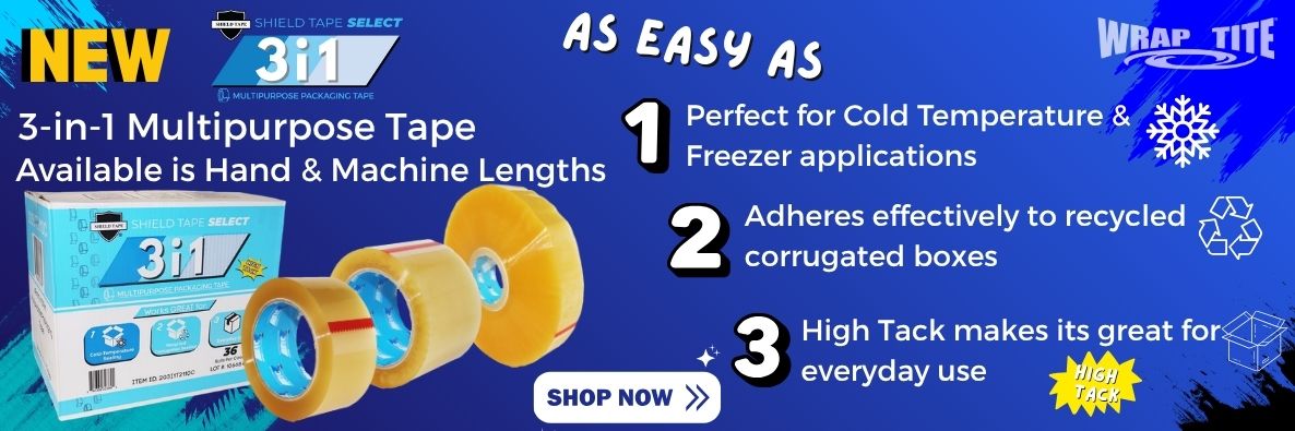 3i1 Multipurpose Tape From Wrap-Tite, great for cold temperature applications, recycled corrugated carton-sealing, and just general everyday use